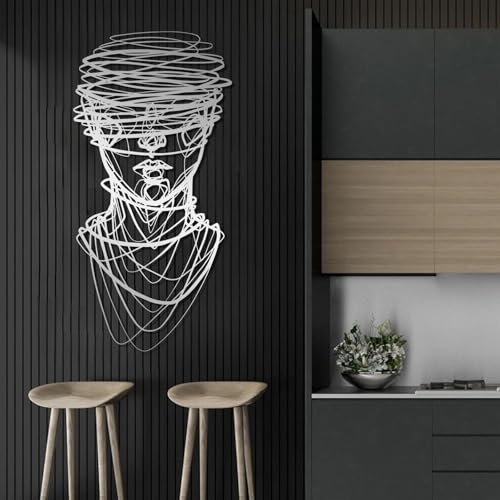 Abstract Face Metal Wall Art - Hanwares Abstract Face Metal Wall Art, Metal Abstract Line Wall Decor, Minimalist Line…