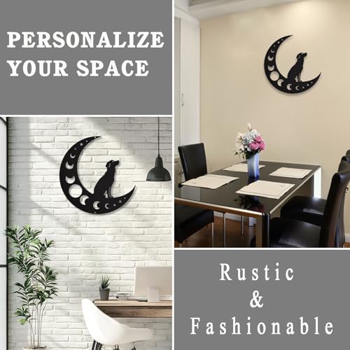 Dog Metal Wall Art - Hanwares Dog Metal Wall Art, Black Moon Wall Decor, Indoor Outdoor Hanging Decoration for Living…