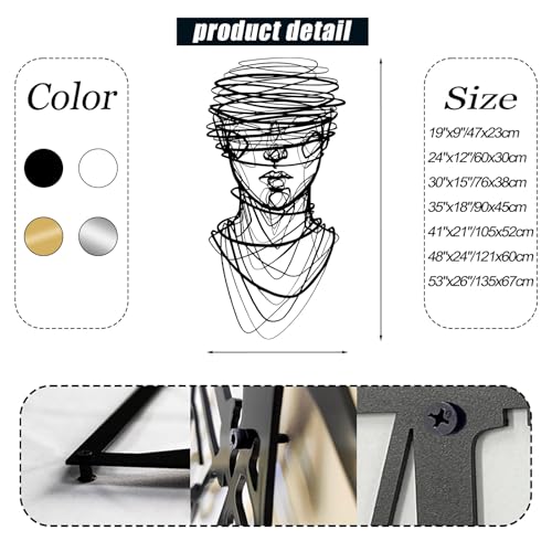 Abstract Face Metal Wall Art - Hanwares Abstract Face Metal Wall Art, Metal Abstract Line Wall Decor, Minimalist Line…