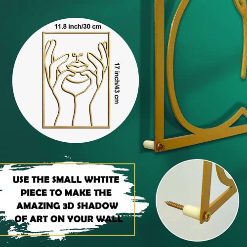 4 Pack Gold Wall Art Decor, Minimalist Single Line Real Metal Wall Art, Woman's Body Shape Abstract Wall Art (Gold Classic Style, 17 x 11.8'')