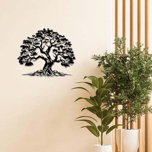 Metal Tree Wall Art - Hanwares Tree of Life Wall Art,Metal Tree Wall Decor in Matte Black,Nature-Inspired Tree of Life…