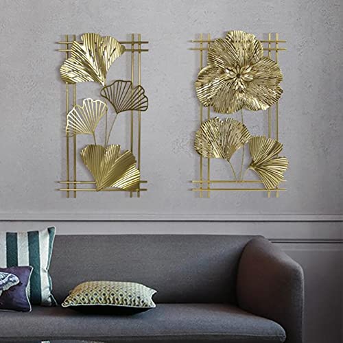 Gold Metal Wall Art - Hanwares Wall Decor Wall Sculpture Decor Gold Metal Wall Art Set of 2,Golden Leaf Wall Hanging…