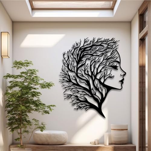Abstract Face Metal Wall Art - Abstract Face Metal Wall Art, Women Wall Art Decor Tree of Life, Metal Tree Branch Wall…