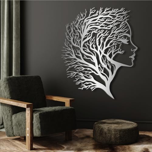 Abstract Face Metal Wall Art - Abstract Face Metal Wall Art, Women Wall Art Decor Tree of Life, Metal Tree Branch Wall…
