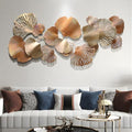 Gold Metal Wall Art - Hanwares Gold Metal Wall Decor 53" Large Metal Wall Art for Living Room | 3D Golden Ginkgo Leaves…