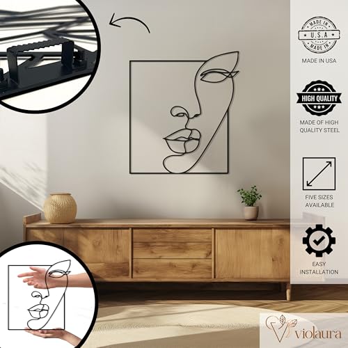 Abstract Face Metal Wall Art - Hanwares Abstract Face Decor Metal Wall Art - Easy to Install Hanging Outline Face Art,…