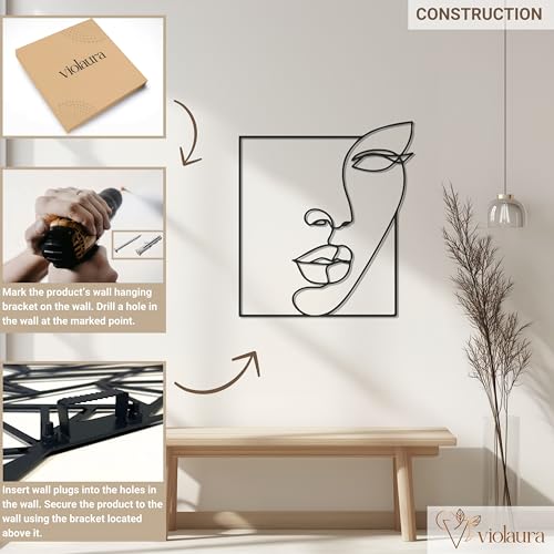 Abstract Face Metal Wall Art - Hanwares Abstract Face Decor Metal Wall Art - Easy to Install Hanging Outline Face Art,…