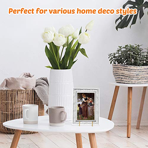 Hanwares 2 Pack 4 Inch Gold Plate Stands for Display, Metal Square Wire Easel Stand, Plate Holder Display Stands, Picture Frame Stands for Display Photos, Decorative Platter, Book and Table Top Arts