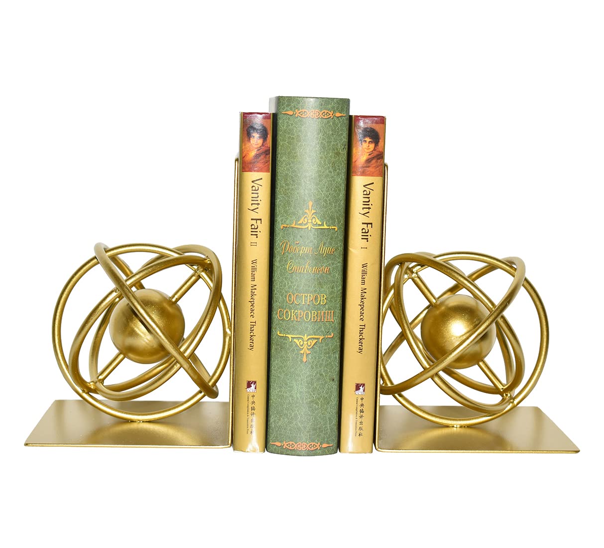 Modern Metal Bookends - Book Ends Decorative, Modern Metal Unique Gold Bookends for Shelves, Round Design Bookend Book…