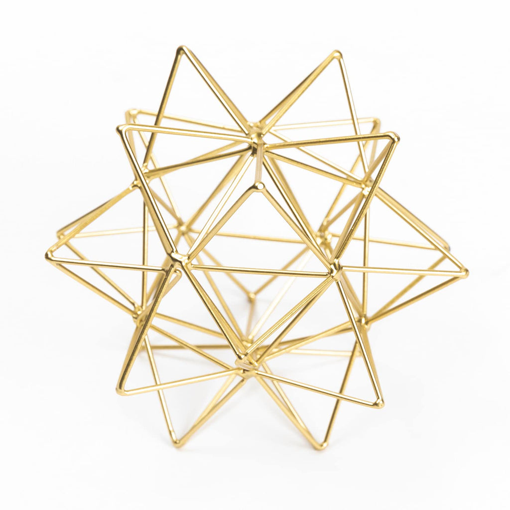 Metal Geometric Table Top Decor, 3D Metal Geometric Sculpture, Gold Abstract Sculpture for Home Decor, Table Art Decorations for Home, Living Room, Office, Bedroom