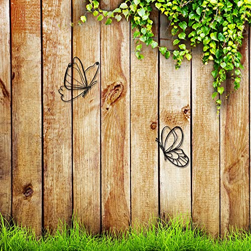 Black Metal Butterfly Wall Art Wall Decor Wall Sculpture Wall Hanging, Steel Metal Line Art, for Living Room Bedroom, 2 Pieces
