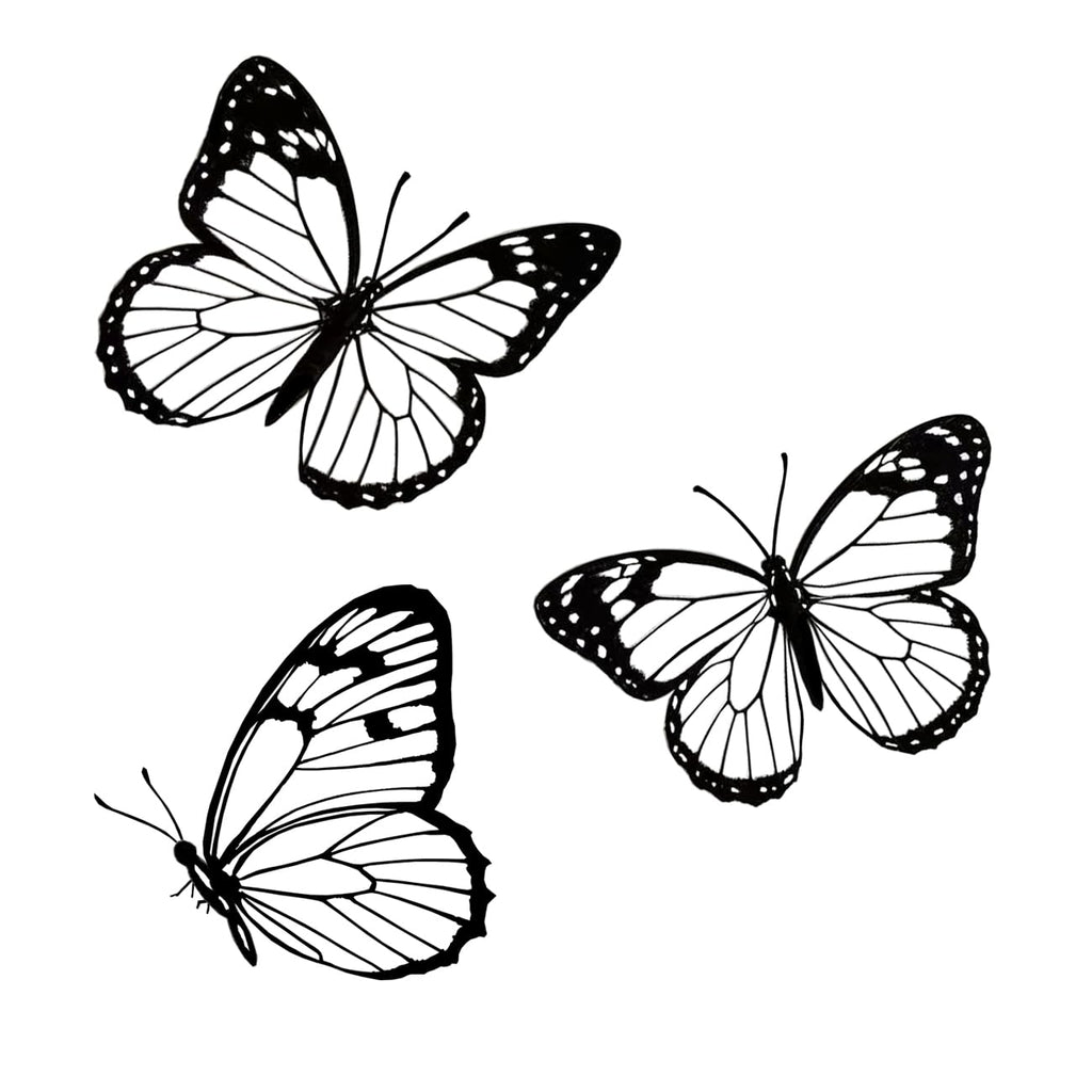 Hanwares Black Metal Butterfly Wall Decor, 3-Piece Iron Butterfly Wall Art for Home Decor, Minimalist Elegant Wall Hangings for Living Room, Bedroom, Bathroom, Garden, Outdoor & Indoor Use