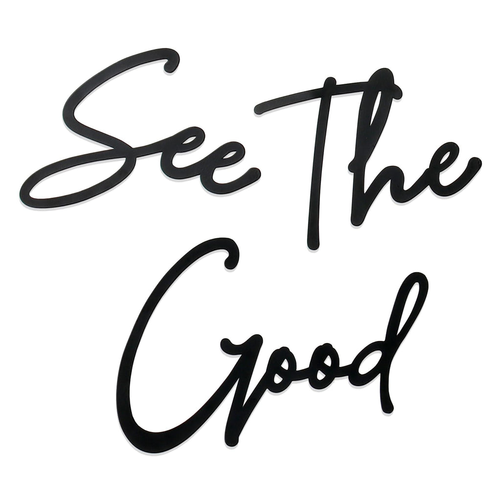 Hanwares See The Good Metal Wall Art - Large Living Room Wall Decor - Black Modern Signs