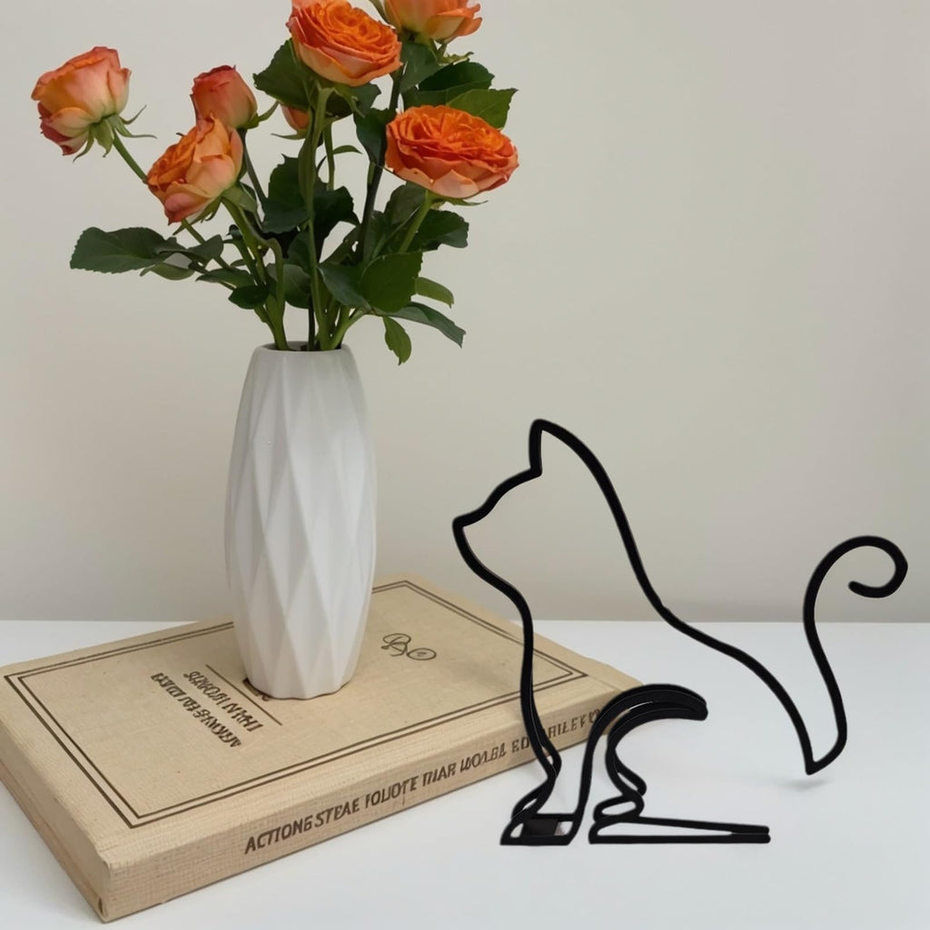 Cat Metal Wall Art - Modern Metal Cat Wall Art Sculpture, Black Minimalist Home Decor, Living Room Wall Decoration…