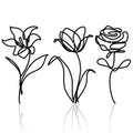 Hanwares Metal Flowers Wall Art Set of 3, Farmhouse Floral Home Decoration, Modern Line Art Flower Wall Decor for Living Room Bedroom Bathroom, Minimalist Botanical Wall Sculpture – Lily, Tulip, Rose