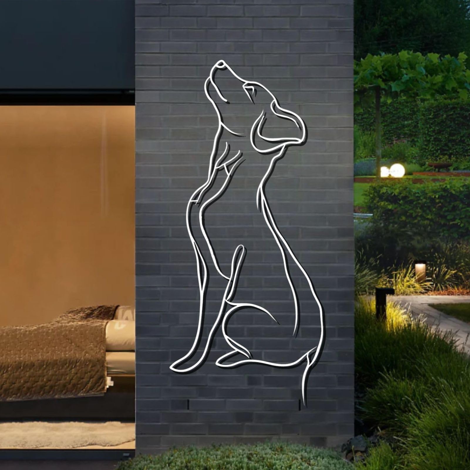 Dog Metal Wall Art - Hanwares Metal Dog Wall Decoration, Dog Art Wall Decor, Metal Animal Wall Art for Living Room,…