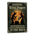 Metal Quote Wall Decor - 8x12 Inch Metal Sign Warning Witch Property Halloween Retro Farmhouse Wall Decor For…