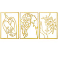 Hanwares 3 Pcs Gold Metal Wall Decor, Minimalist Floral Women Line Drawing Wall Art, Elegant Abstract Lady Silhouette Metal Wall Hanging for Home Bedroom Living Room