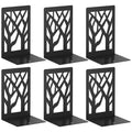 Modern Metal Bookends - Hanwares 6-Piece Modern Metal Bookends for Shelves, Black Tree Book Ends for Books, Decorative…