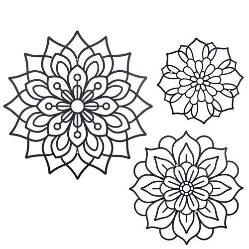 Hanwares 3 Pieces Metal Flowers Wall Decoration,Flower Art Wall Decor Farmhouse Wall Decor (Black style2)