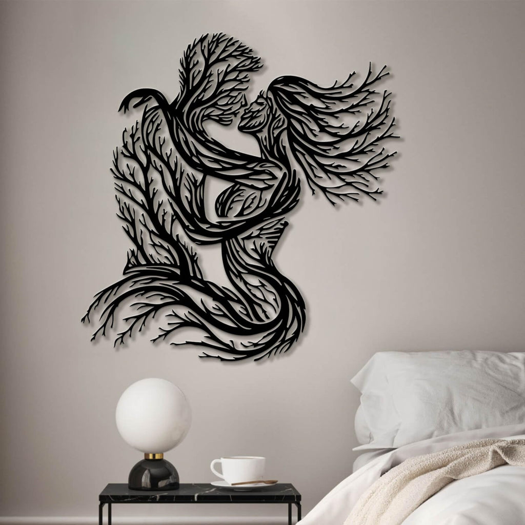 Metal Tree Wall Art - Hanwares Metal Tree Wall Art, Couple Tree Metal Wall Decor, Abstract Tree Couple Line Art Wall…
