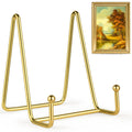 Hanwares 2 Pack 4 Inch Gold Plate Stands for Display, Metal Square Wire Easel Stand, Plate Holder Display Stands, Picture Frame Stands for Display Photos, Decorative Platter, Book and Table Top Arts
