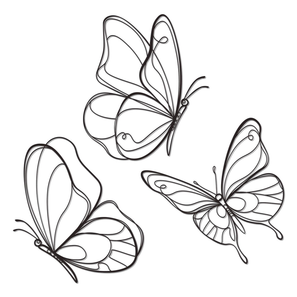 Hanwares Black Metal Butterfly Wall Decor Set, 3 Pcs Elegant Butterfly Wall Art, Stylish Black Metal Wall Art for Home Decor, Ideal Small Wall Decor for Living Room Bedroom Aesthetics (Elegant)