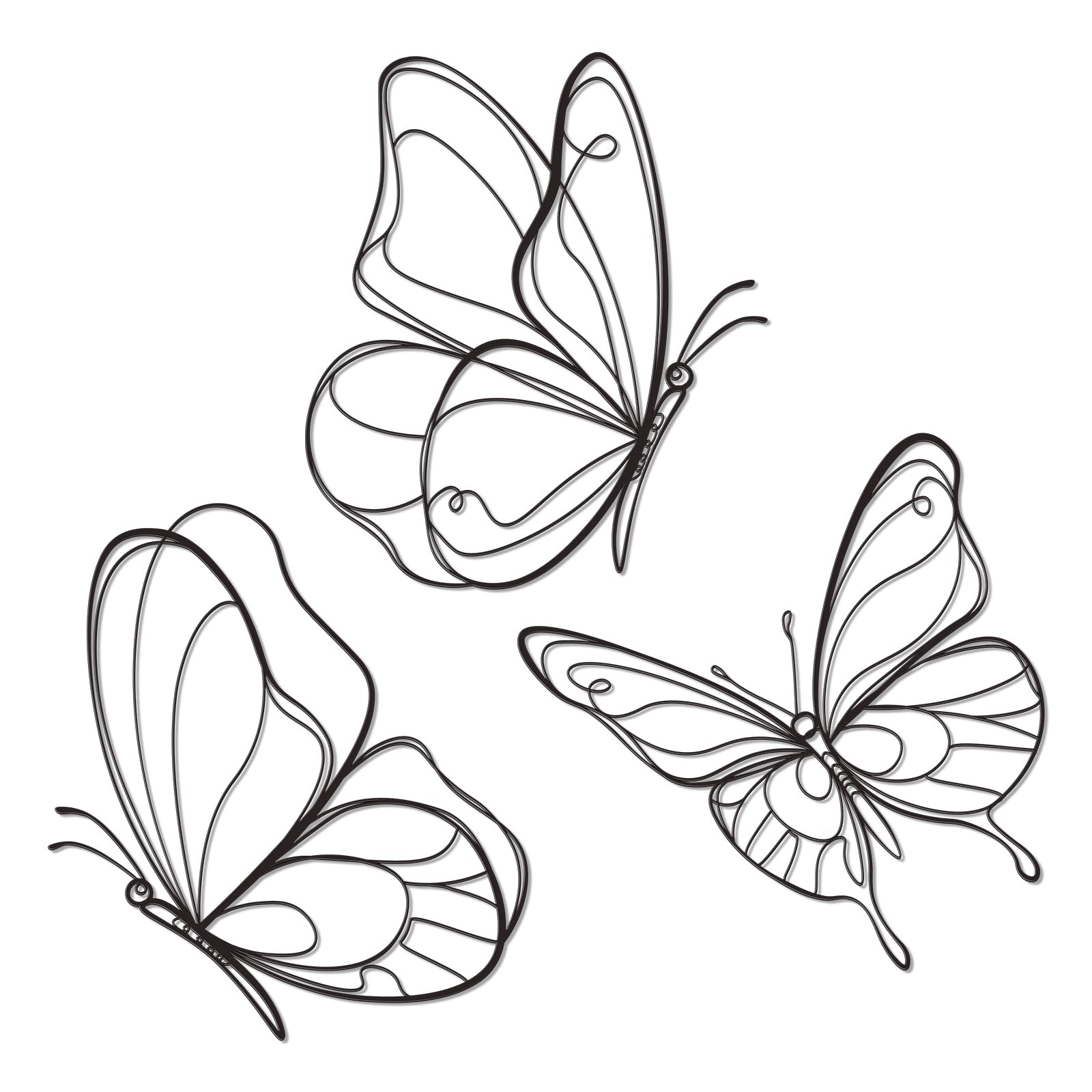 Hanwares Black Metal Butterfly Wall Decor Set, 3 Pcs Elegant Butterfly Wall Art, Stylish Black Metal Wall Art for Home Decor, Ideal Small Wall Decor for Living Room Bedroom Aesthetics (Elegant)