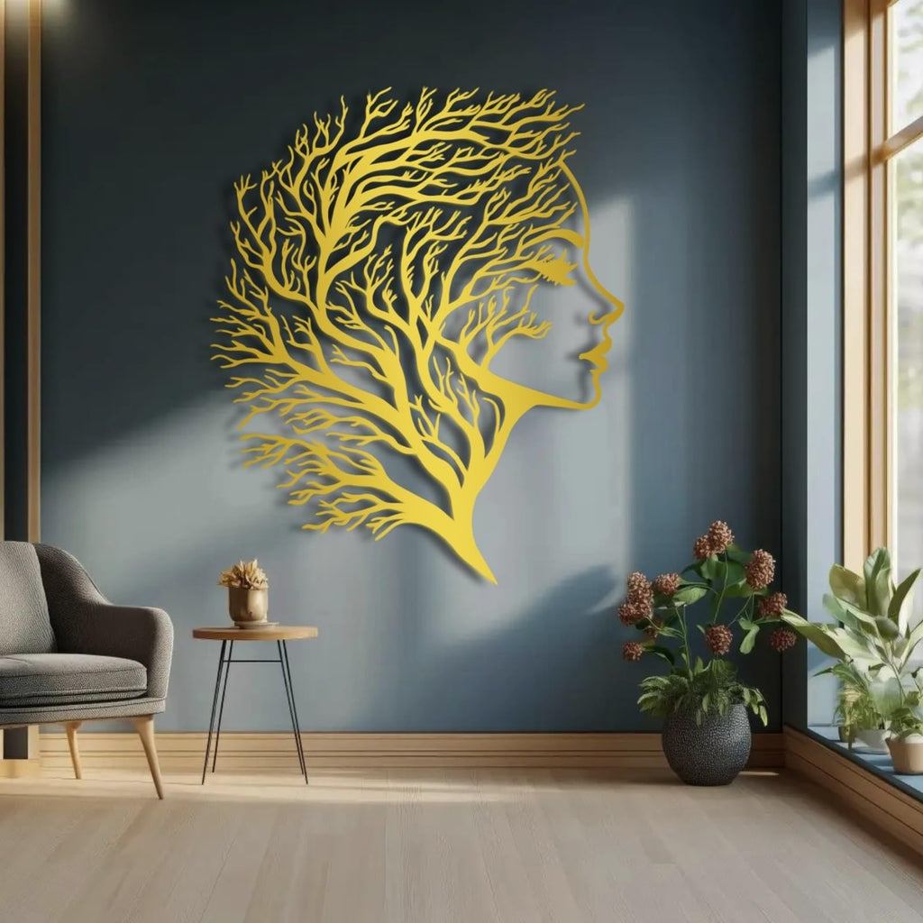 Abstract Face Metal Wall Art - Abstract Face Metal Wall Art, Women Wall Art Decor Tree of Life, Metal Tree Branch Wall…