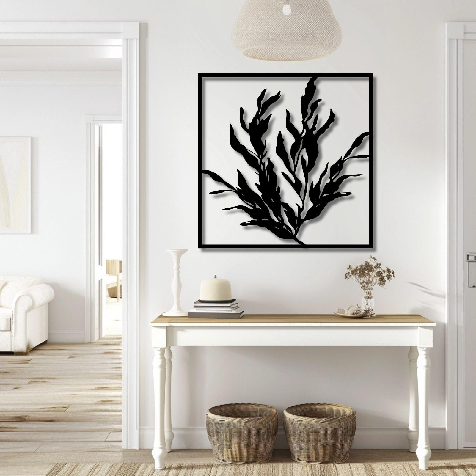 Botanical Metal Wall Art - Botanical Metal Wall Art, Rustic Metal Wall Art, Minimalist Wall Decor, Floral Wall Decor,…
