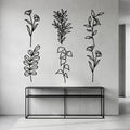 Hanwares 6 Pieces Metal Wall Art Minimalist Line Decor Flower Black Botanical Leaf Metal Art Modern Natural Floral Line Wall Decorations for Bedroom Living Room Bathroom Kitchen Outdoor