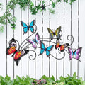Hanwares Metal Butterflies Wall Decor Art, 22"×13.3", Indoor & Outdoor Decoration, 3D Colorful Hanging Butterfly Decorations for Patio Garden Fence Yard