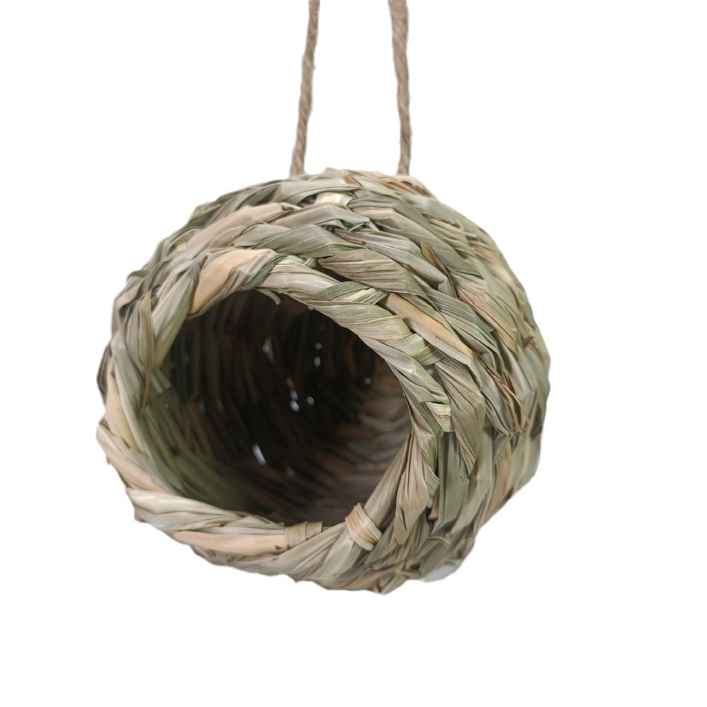 Handwoven Straw Birdhouse for Garden & Patio