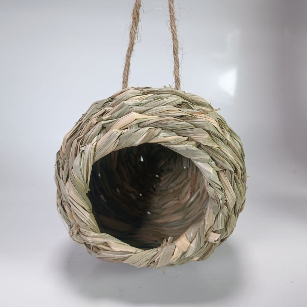 Handwoven Straw Birdhouse for Garden & Patio